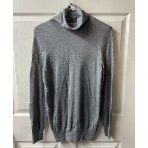 Faded Glory Turtle Neck Sweater Women Medium Grey Tight Knit Classic Nylon Blend